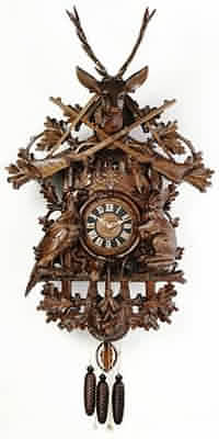 MD891-46 Hunters With Moving Animals Black Forest Musical Cuckoo Clock CLICK FOR MORE DETAILS