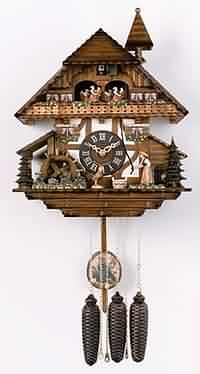 MD856-13 Woman Rings Bell, Waterwheel Turns 8 Day Black Forest Musical Cuckoo Clock CLICK FOR MORE DETAILS