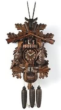 MD849-24 Hunters Clock, Live Animals 8 Day Black Forest Muisical Cuckoo Clock CLICK FOR MORE DETAILS