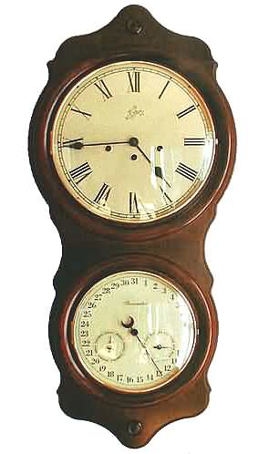 Sternreiter SW80878608 Ithica Reproduction Keywound Cherry Calendar Clock German Calendar clock reproduction of 19th century Seth Thomas calendar clock in an American Cherry finish. Eight-day German movement.  Second multi-function dial shows day, date and month. Hinged...